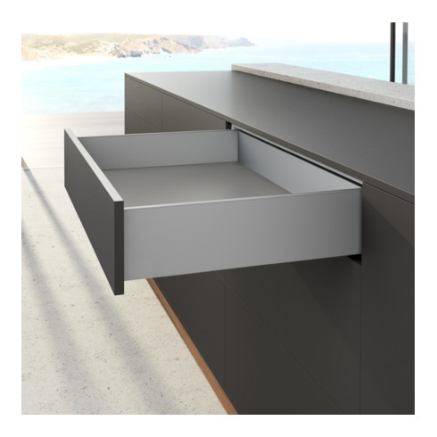 AvanTech YOU Kit de profil de côté de tiroir, hauteur 139 mm x NL 600 mm, argent, à gauche et à droite