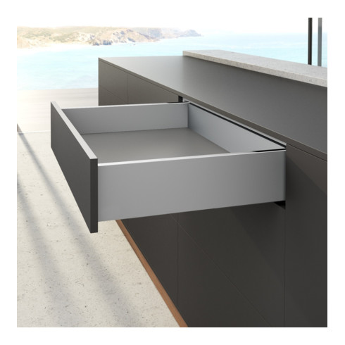 AvanTech YOU Kit de profil de côté de tiroir, hauteur 139 mm x NL 600 mm, argent, à gauche et à droite