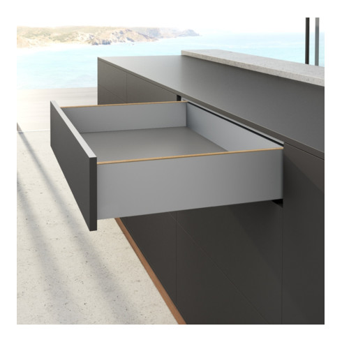 AvanTech YOU Kit de profil de côté de tiroir, hauteur 139 mm x NL 600 mm, argent, à gauche et à droite