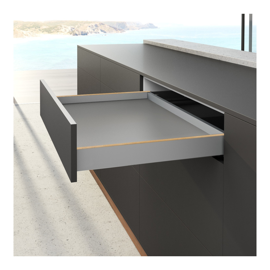 Hettich Kit de profil de côté de tiroir, AvanTech YOU, hauteur 77 mm, NL, argent, gauche et droite
