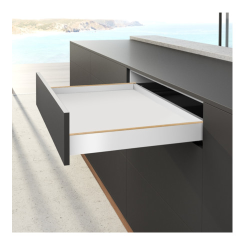 Hettich Kit de profil de côté de tiroir, AvanTech YOU, hauteur 77 mm, NL, blanc, gauche et droite