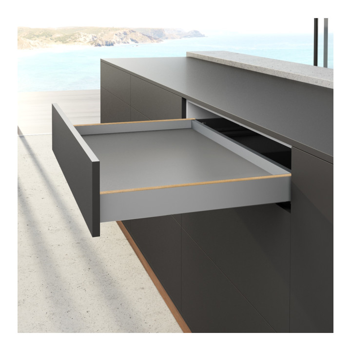 AvanTech YOU Kit de profil de côté de tiroir, hauteur 77 mm x NL 550 mm, argent, à gauche et à droite