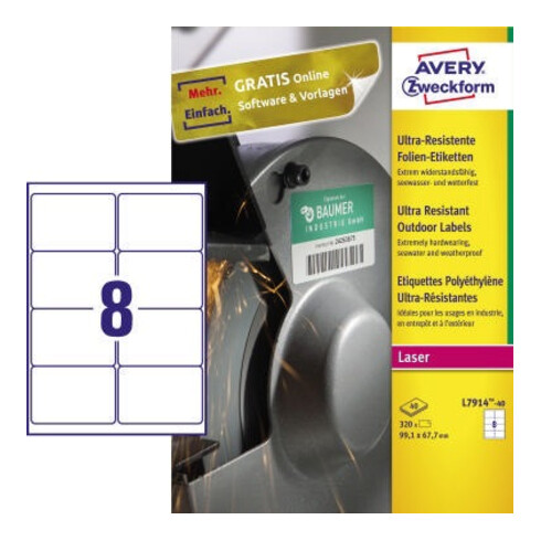Avery Zweckform Etikett L7914-40 99,1,x67,7mm ws 320 St./Pack.