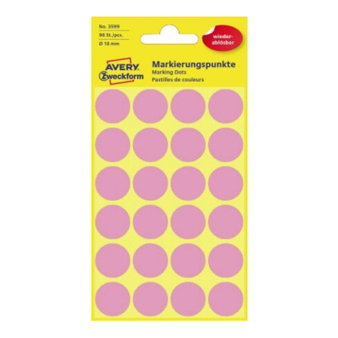 Avery Zweckform Markierungspunkt 3599 18mm pink 96 St./Pack.