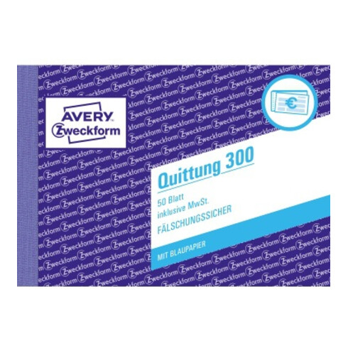 Avery Zweckform Quittung 300 DIN A6 quer 50Blatt