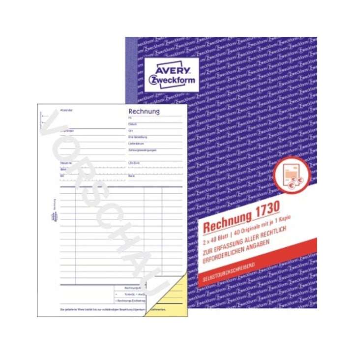 Avery Zweckform Rechnung 1730 DIN A5 2x40Blatt