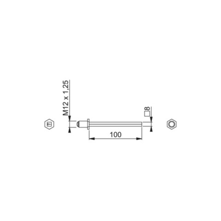 Axe profilé Hoppe FDW 4-KT.8mm L.100mm Fe galv.
