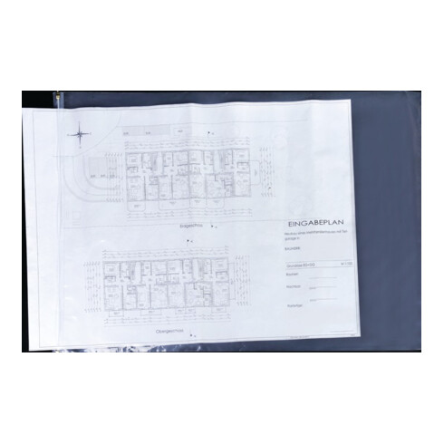 Böck Housses de protection pour plans 900x1280mm fermeture glissière 2 côtés transparentes