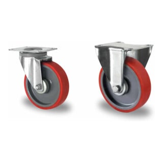 Set CASCOO Lenkrolle ø 200 mm Serie N2U6 Rollenlager + Bockrolle ø 200 mm Serie N2U6 Rollenlager