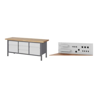 Set STIER Höhenverstellbare Werkbank Premium mit 5 Schubladen und 2...