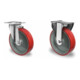 Set CASCOO Lenkrolle mit Totalfeststeller ø 80 mm Serie N2U6 Rollenlager + Bockrolle ø 80 mm Serie N2U6 Rollenlager-1