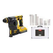 Set DeWalt Akku-Kombihammer 18V/5Ah SDS-plus + Stier SDS-Plus Bohrer & Meißelsatz, 17-teilig