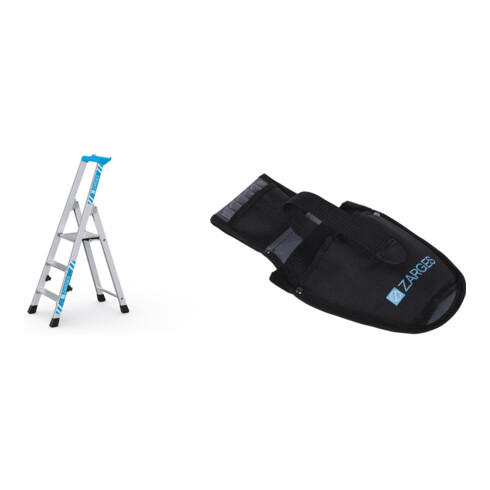 Set ZARGES Nova S - Stufen-Stehleiter 3 Stufen + Werkzeugtasche