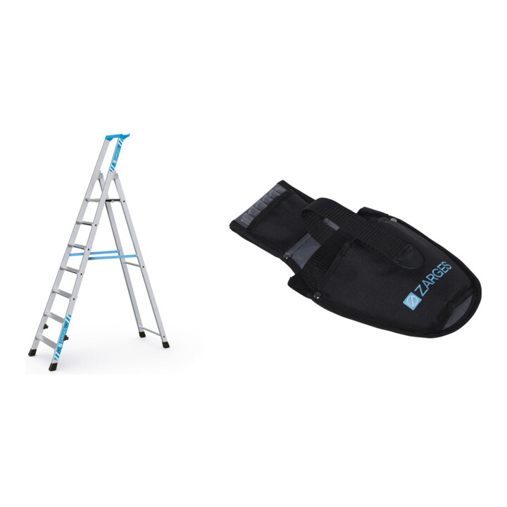 Set ZARGES Nova S - Stufen-Stehleiter 7 Stufen + Werkzeugtasche