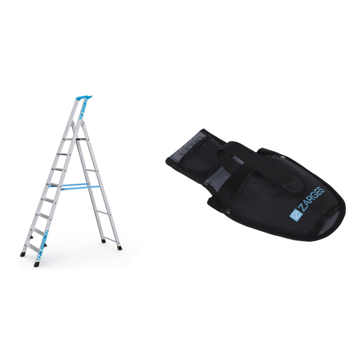 Set ZARGES Nova S - Stufen-Stehleiter 8 Stufen + Werkzeugtasche
