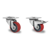 Set CASCOO Lenkrolle ø 100 mm Serie N2U6 Rollenlager + Lenkrolle mit Totalfeststeller ø 100 mm Serie N2U6 Rollenlager