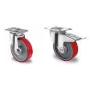 Set CASCOO Lenkrolle ø 125 mm Serie N2U6 Rollenlager + Lenkrolle mit Totalfeststeller ø 125 mm Serie N2U6 Rollenlager