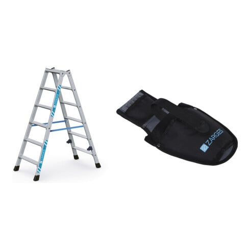 Set Stufen-Stehleiter Z 300 gebördet 2 x 6 Stufen + Werkzeugtasche