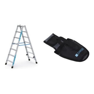 Set ZARGES Nova B - Stufen-Stehleiter 2 x 7 Stufen + Werkzeugtasche