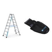 Set Stufen-Stehleiter beids. Geb rdelt 2 x 8 Stufen + Werkzeugtasche f r Akkuschrauber