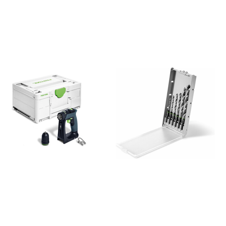 Set Festool Akku-Bohrschrauber CXS 18-Basic + Bohrerkassette BKS SYS3 D3-10 CE/W