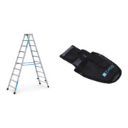 Set Stufen-Stehleiter beids. Geb rdelt 2 x 10 Stufen + Werkzeugtasche f r Akkuschrauber