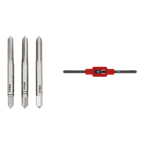 Set Stier STIER Handgewindebohrer Satz 3-tlg. DIN 352 HSS-G M 6 + STIER Windeisen DIN 1814 Nr. 1.1/2