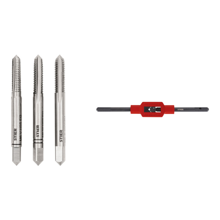 Set Stier STIER Handgewindebohrer Satz 3-tlg. DIN 352 HSS-G M 6 + STIER Windeisen DIN 1814 Nr. 1.1/2