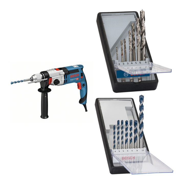 Set Bosch Schlagbohrmaschine GSB 24-2 + 7tlg. Robust Line Holzspiralbohrer-Set + 7tlg. Robust Line Betonbohrer-Set CYL-5