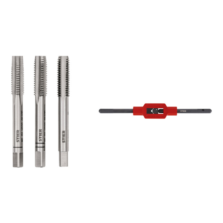 Set Stier STIER Handgewindebohrer Satz 3-tlg. DIN 352 HSS-G M 8 + STIER Windeisen DIN 1814 Nr. 1.1/2