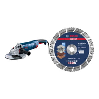 Set Bosch Winkelschleifer GWS 24-230 JZ + EXPERT MultiMaterial Diamanttrennscheiben 230 x 22,23 x 2,4 x 15 mm