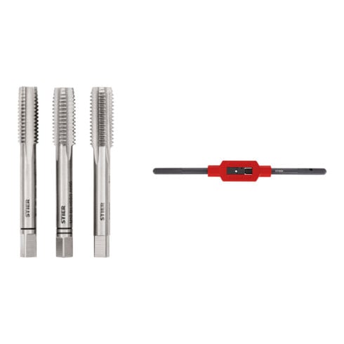 Set Stier STIER Handgewindebohrer Satz 3-tlg. DIN 352 HSS-G M 10 + STIER Windeisen DIN 1814 Nr. 2