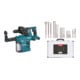 Set Makita Perforateur sans fil SDS-PLUS 2x18 V avec Bluetooth & aspiration poussière DX09 + Stier Jeu de forets & burins SDS-Plus, 17 pièces