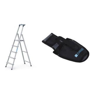 Set Stufen-Stehleiter m B u A5 Stufen + Werkzeugtasche f r Akkuschrauber