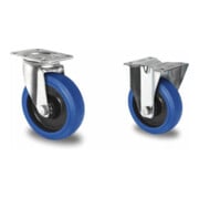 Set CASCOO Lenkrolle mit Totalfeststeller ø 80 mm Serie R4E1 Kugellager + Bockrolle ø 80 mm Serie R4E1 Kugellager