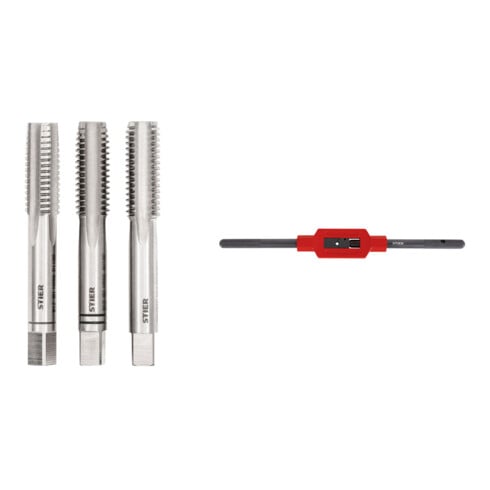 Set Stier STIER Handgewindebohrer Satz 3-tlg. DIN 352 HSS-G M 12 + STIER Windeisen DIN 1814 Nr. 2
