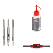 Set Stier STIER Handgewindebohrer Satz 3-tlg. DIN 352 HSS-G M 3 + STIER Windeisen DIN 1814 Nr. 0 + STIER Gewindeschneidpaste Bohrpaste 100 ml Wasser-/ Seifenbasis