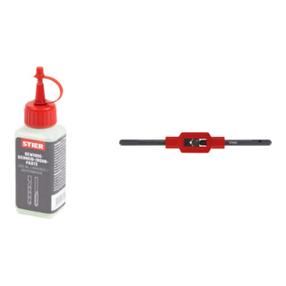 Set Stier STIER Handgewindebohrer Satz 3-tlg. DIN 352 HSS-G M 6 + STIER Windeisen DIN 1814 Nr. 1.1/2 + STIER Gewindeschneidpaste Bohrpaste 100 ml Wasser-/ Seifenbasis