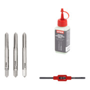 Set Stier STIER Handgewindebohrer Satz 3-tlg. DIN 352 HSS-G M 6 + STIER Windeisen DIN 1814 Nr. 1.1/2 + STIER Gewindeschneidpaste Bohrpaste 100 ml Wasser-/ Seifenbasis