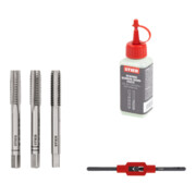 Set Stier STIER Handgewindebohrer Satz 3-tlg. DIN 352 HSS-G M 8 + STIER Windeisen DIN 1814 Nr. 1.1/2 + STIER Gewindeschneidpaste Bohrpaste 100 ml Wasser-/ Seifenbasis
