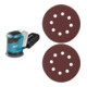 Set Makita Akku-Exzenterschleifer DBO180Z Solo-Version + Schleifpapier Klett...
