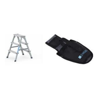 Set Stufen-Stehleiter 2x3 Stufen STRECKE + Werkzeugtasche f r Akkuschrauber