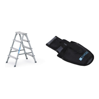 Set Stufen-Stehleiter Stufen 2x4 STRECKE + Werkzeugtasche f r Akkuschrauber