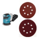 Set Makita Akku-Exzenterschleifer DBO180Z Solo-Version + Schleifpapier Klett...