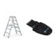 Set Stufenstehleiter 2x5 Stufen Alu.elox.Gesamt-H.1170mm + Werkzeugtasche für Akkuschrauber