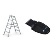 Set Stufenstehleiter 2x5 Stufen Alu.elox.Gesamt-H.1170mm + Werkzeugtasche für Akkuschrauber