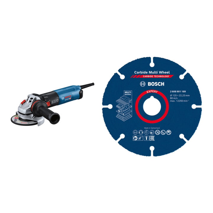 Set Bosch Winkelschleifer GWS 17-125 SB + EXPERT Carbide Multi Wheel Trennscheibe 125 mm