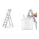 Set Stehleiter mit Sicherheitsplattform, Leiterlänge 2040 mm + Eimerhaken verz. f.Sprossenleitern