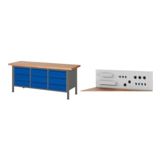 Set STIER Höhenverstellbare Werkbank Premium mit 9 Schubladen BxTxH...