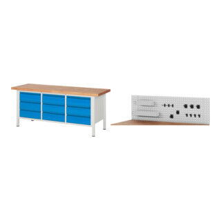 Set STIER Höhenverstellbare Werkbank Premium mit 9 Schubladen BxTxH...